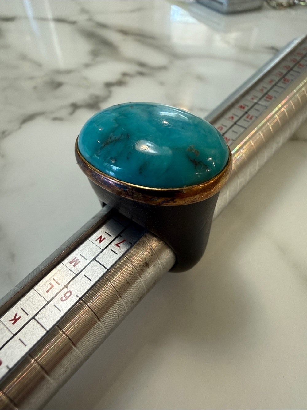 Turquoise and silver ring, size 7.5-8